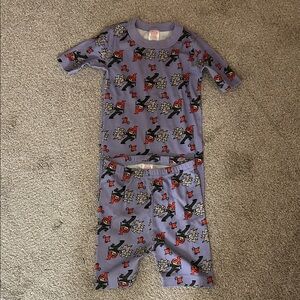 Hanna Andersson Purple Kids Short Pajama Set with Black Widow Print